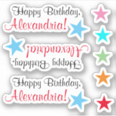 Geavanceerde "Happy Birthday" w / stervorm Sticker (Voorkant)