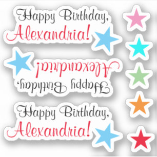 Geavanceerde "Happy Birthday" w / stervorm Sticker