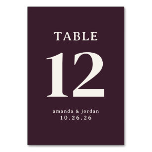 Geavanceerde Maroon Serif Huwelijk Tafelkaart Kaart