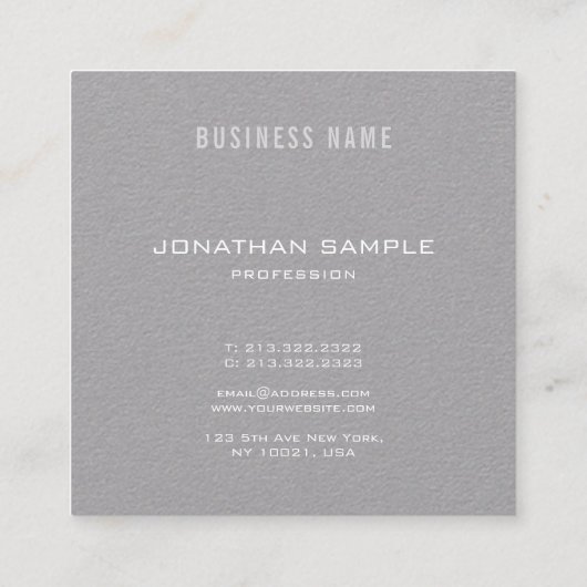 Geavanceerde, stijlvolle monogrammed Premium Grey Vierkante Visitekaartje (Achterkant)