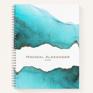 Geavanceerde Turquoise Abstracte Naam van de Douan Notitieboek