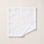 Geavanceerde White Gold Hexagon Beehive Pattern Bad Handdoek (Wasdoekje)