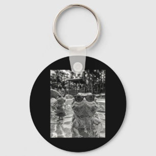 Gebaarde Draak Zwembad Selfie Grappige Zomer Vibe Sleutelhanger