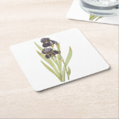 Gebaarde iris (Iris germanica) van Redouté Vierkante Kartonnen Onderzetter (Schuin)