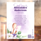Gebak Chef Bakken Utensils Paarse Bloemen QR Code Raamsticker (Vel 2)