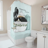 Gebak Chef Cat Blue Douchegordijn (In situ)