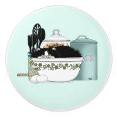 Gebak Chef Cat Blue Keramische Knop (Voorkant)