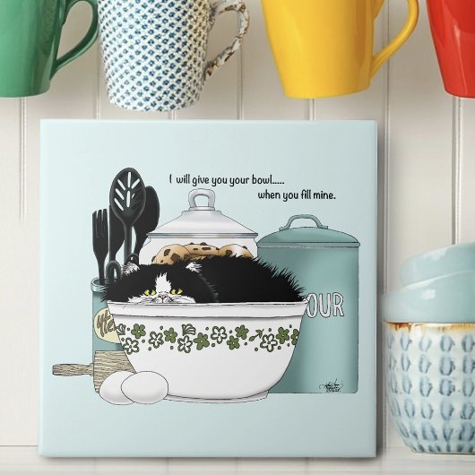 Gebak Chef Cat Blue Tegeltje