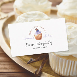 Gebak Chef Cupcake Blueberry Paarse Waterverf Visitekaartje