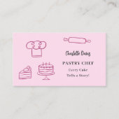 Gebak chef keukengerei slogan QR code roze Visitekaartje (Voorkant)