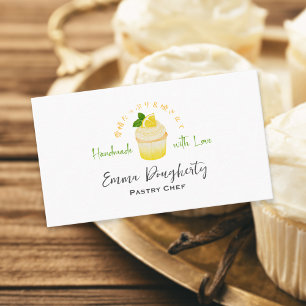 Gebak Chef Lemon Cupcake Waterverf Elegant Visitekaartje