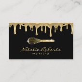 Gebak Chef Modern Goud Drips Whisk Logo Bakkerij Visitekaartje (Voorkant)