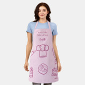 Gebak chef roze script slogan keukengerei schort (Gedragen)