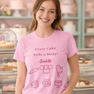 Gebak chef roze script slogan keukengerei t-shirt