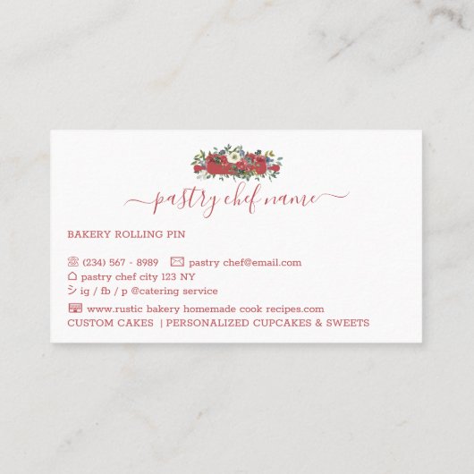 Gebak Chef Zelfgemaakte Bakkerij Bourgogne Bloemen Visitekaartje (Achterkant)