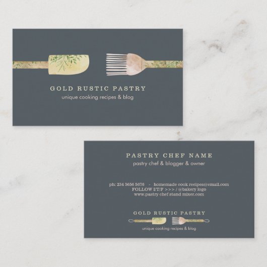 Gebak Eucalyptus leaf lepel spatel marine rustiek Visitekaartje (Voorkant / Achterkant)