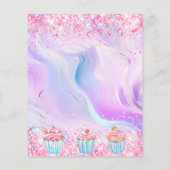 Gebak winkel bakkerij holografische roze cupcakes flyer (Achterkant)