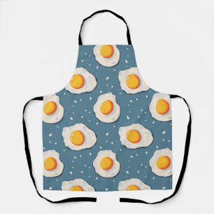 Gebakken eieren op blauw schort