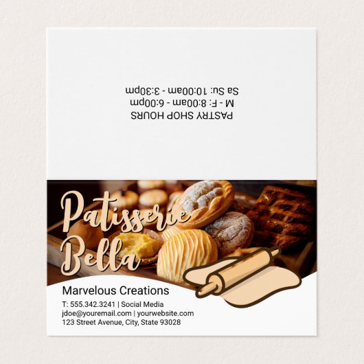 gebakken gebak | Rolling Pin and Dough Visitekaartjes (Buitenkant ongevouwen)