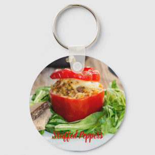 Gebakken gevulde paprika met vleessaus en kaas sleutelhanger