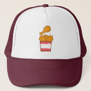 Gebakken kip met emmer trucker pet