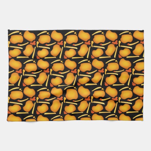 Gebakken kippenbeten en aardappelfriet theedoek (Horizontaal)