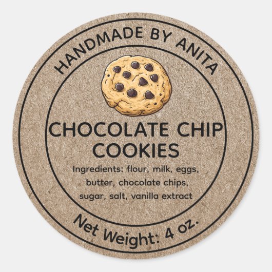 Gebakken Koopwaar Chocolade Chip Koekjes Label Kra (Voorkant)