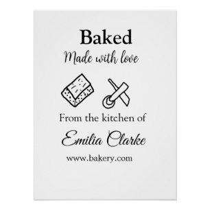 Gebakken met liefde bakkerij bedrijf voeg naam tex perfect poster