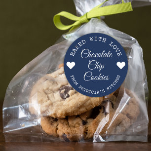 Gebakken Met Liefde Choco Cookies Blauw En Wit Ronde Sticker