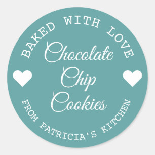 Gebakken met liefde Choco koekjes Blauwgroen en wi Ronde Sticker