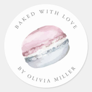 Gebakken met liefde Elegant Roze Macarons gebak Ronde Sticker