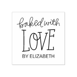 Gebakken met liefde gepersonaliseerde rubberen ste 	rubberstempel