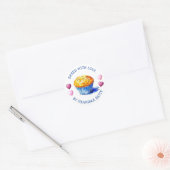 Gebakken met Liefde, Handgemaakte Bosbessenmuffins Ronde Sticker (Envelop)