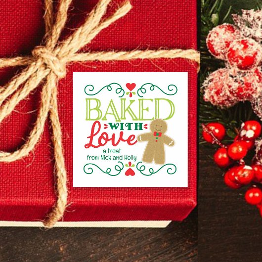 Gebakken met Liefde Kerstdag Kerstman van Speculaa Vierkante Sticker