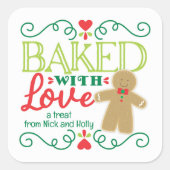 Gebakken met Liefde Kerstdag Kerstman van Speculaa Vierkante Sticker (Voorkant)