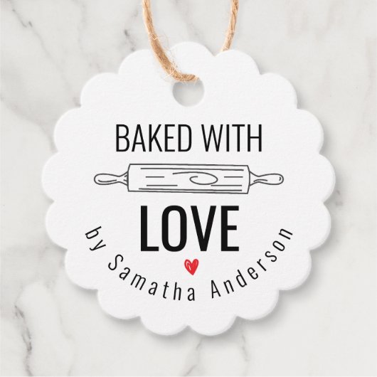 Gebakken met liefde Kerstmis Bakken Kraft Gift Bedankjes Labels (Voorkant)