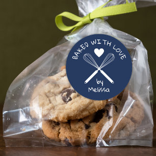 Gebakken met liefde keuken whisky blauw en wit ronde sticker