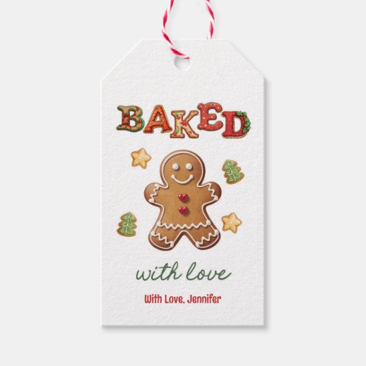 Gebakken met liefde peperkoek kerstkoekje cadeaulabel (Voorkant)