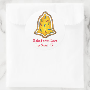 Gebakken met Love Bell Christmas Sugar Cookie Ronde Sticker