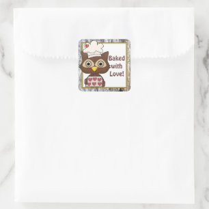 Gebakken met Love uil keuken sticker