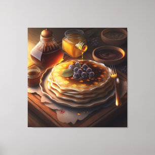 gebakken pannenkoeken op een verbluffende platter canvas afdruk