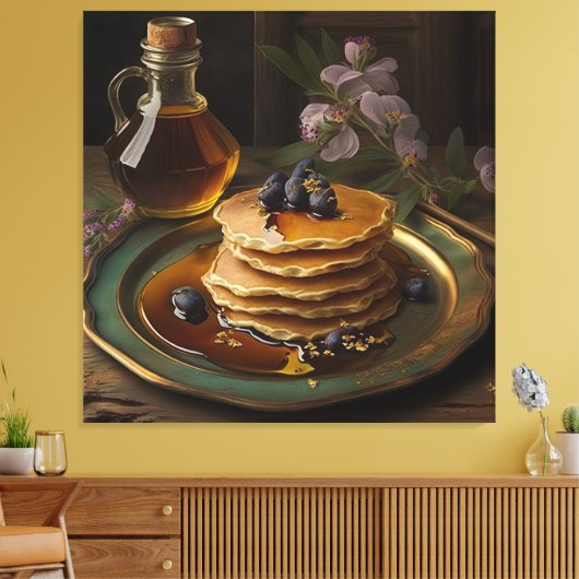 gebakken pannenkoeken op een verbluffende platter canvas afdruk (Insitu (Woonkamer))