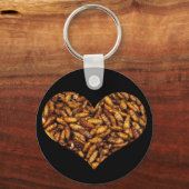 Gebakken Zijderups Hart Sleutelhanger (Voorkant)