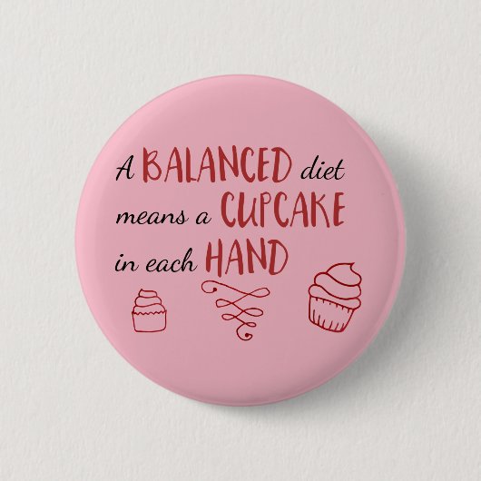 Gebalanceerde Diet Cupcake in elke hand Ronde Button 5,7 Cm (Voorkant)