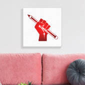 Gebalde Vuist met Potlood Canvas Afdruk (Insitu (Woonkamer))