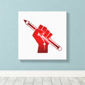 Gebalde Vuist met Potlood Canvas Afdruk (Insitu (Houten vloer))
