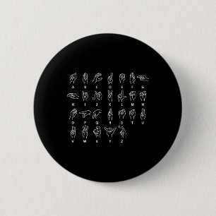 Gebarentaal Alfabet Dove Stomme Asl Doofbewustzijn Ronde Button 5,7 Cm