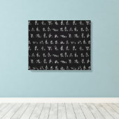 Gebarentaal Alfabet // Wit op Zwart // Canvas Afdruk (Insitu (Houten vloer))