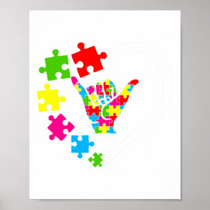 Gebarentaal ASL Liefde Autisme Awareness Day versc Poster