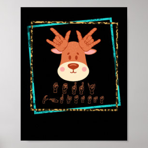 Gebarentaal Doof Kerstrendier Doof Asl Awa Poster